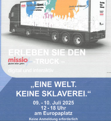 missio-Truck in Hochdahl 9.-10.7. “Eine Welt. Keine Sklaverei.”