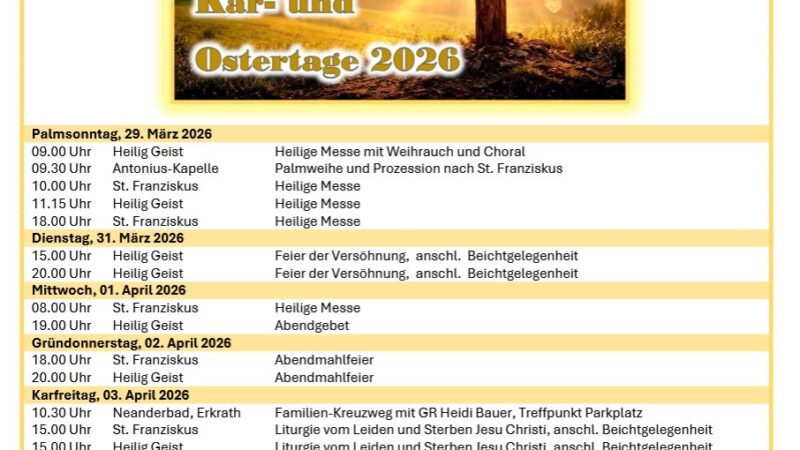 Termine in der Kar- und Osterzeit